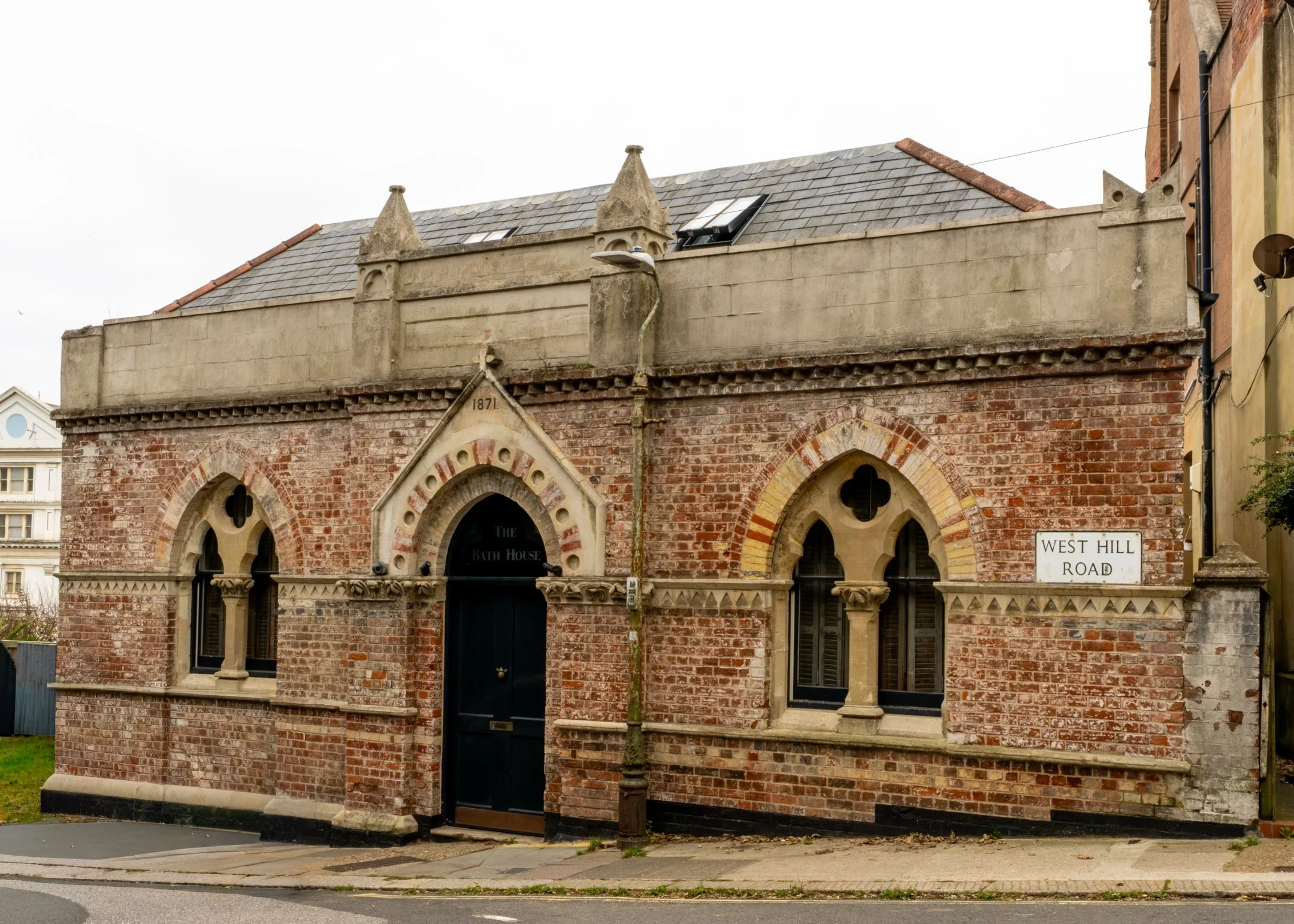 Wide angle of The Bath House on the St Leonards seafront